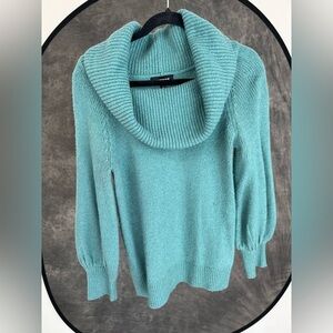 Express Teal Cowl Neck Sweater XS | Soft Knit Slouchy Pullover | Cozy Winter Top